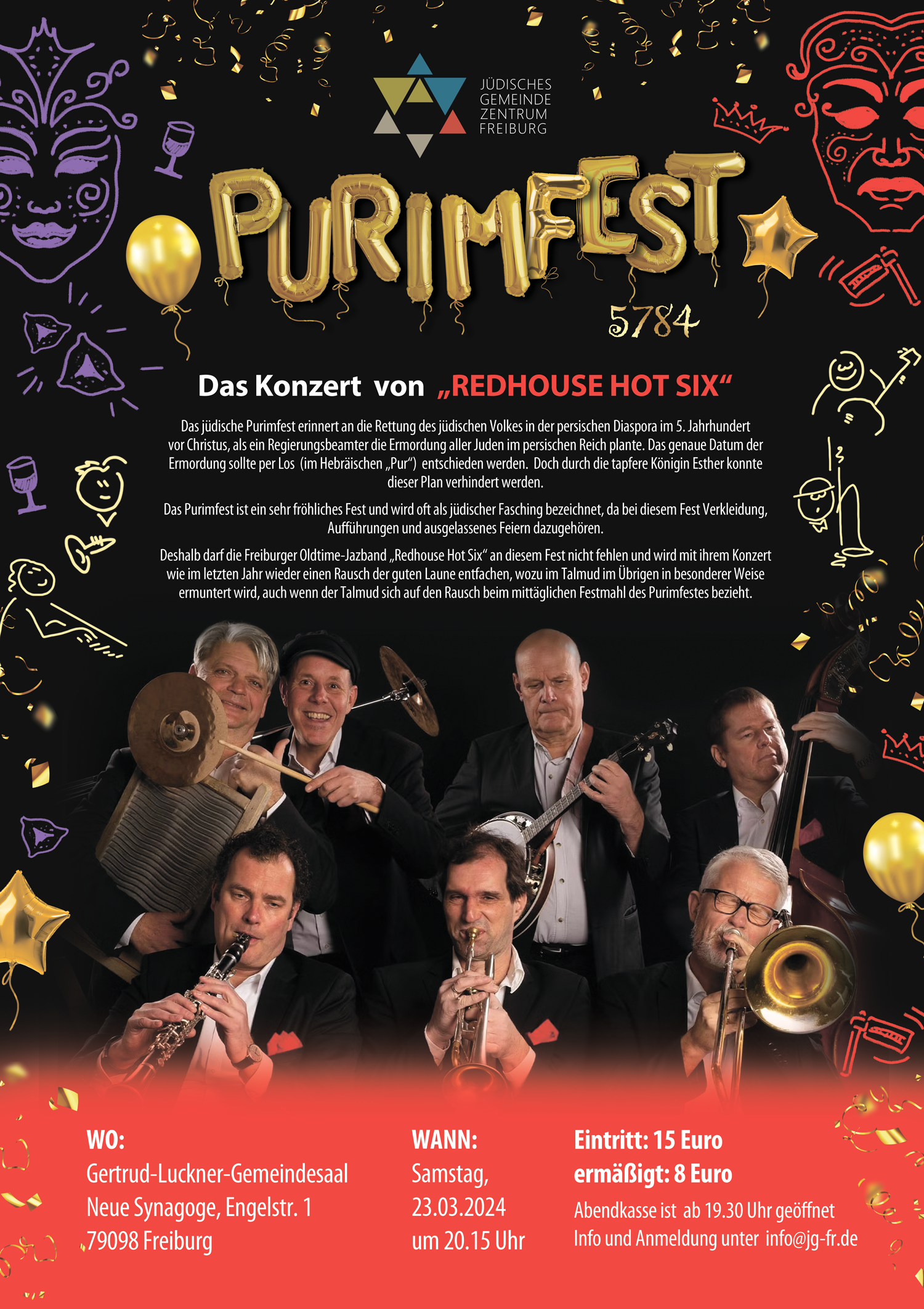 Purimfest 2024 - Konzert Redhouse Hot Six